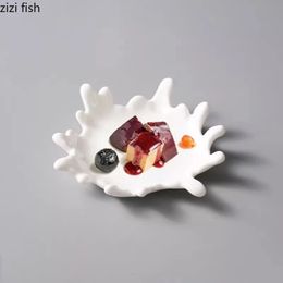 Dishes Plates Creative Coral Shaped Ceramic Dinner Plate Irregular Fruit Salad Dessert Sushi Specialty Tableware 231026