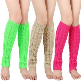 Women Socks Autumn Winter Knitted Foot Cover Knit Cable Knee High Aesthetic Boot Cuffs For Streetwear Crochet