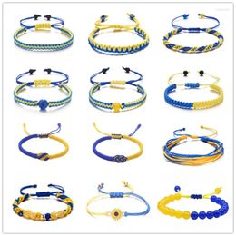 Charm Bracelets Yellow Blue Ukraine For Women Men Handmade Ukrainian Flag Color Woven String Bangles Couple Jewelry Gift