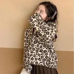 Jackets Kids Girls Leopard Jacket Coat For Children Baby Winter Fur Fashion Wear Boutique Toddler Clothing Outfit 2-8yrs