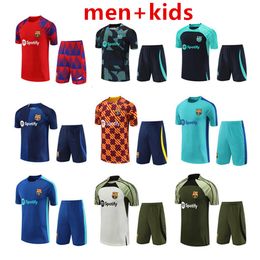 23 24 kids Barcelona short sleeveS barca adult boys LEWANDOWSKI F. DE JONG TRAINING SUIT chandal futbol survetement ANSU FATI Camisetas de football TRACKSUIT kit