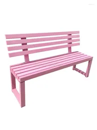 Camp Furniture Custom Cyber Celebrous Pink Backrest Park Chair Outdoor Bench Shopping Mall Rest Solid Wood Stool Courtyard Iron Art