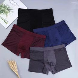 Underpants 4 Pieces/lot Bamboo Fibre Men's Boxer Shorts Breathable Underwear Mesh Mid-waist Youth Boxers