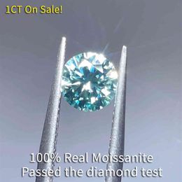 Big Real Stone 1CT 6 5MM Blue-green Loose Lab-grown Diamonds Colour D VVS 3EX Moissanite For Rings238L