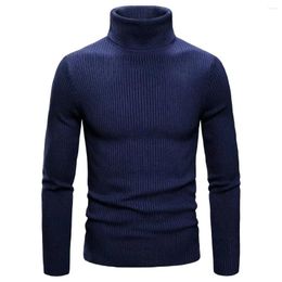 Men's Sweaters Clothes Pullover Sweater Autumn/Winter Solid Color High Neck Slim Fit Striped Knitted Top Coat 103