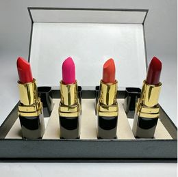 Luxury Brand Makeup Professional Lip Makeup Matte Lipstick Set 4 Colour Lips Cosmetic Black Tube 4pcs/Kit High Quality Lip stick Fast Ship