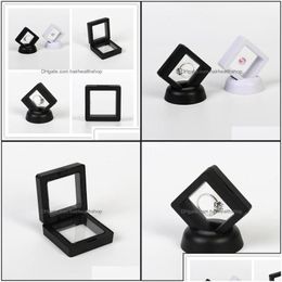 Other Items Nail Salon Tools Fashion Pe Cases Displays Square 3D Albums Floating Frame Holder Black White Coin Box Jewelry Display Sho Dhxjt