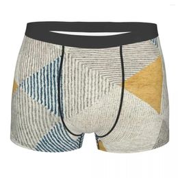 Underpants Geometric Patterns Geomatric Gold Blue Breathbale Panties Men's Underwear Ventilate Shorts Boxer Briefs