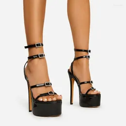 Sandals Fashion Platform Shoes Rhinestone Buckle Stiletto High Heel Women's Summer Personalised Super 16cm