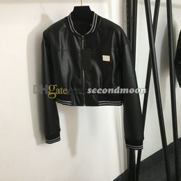 Women Short Jacket Fashion Pu Leather Jackets Street Style Black Outerwear Zip Neck Warm Overcoat