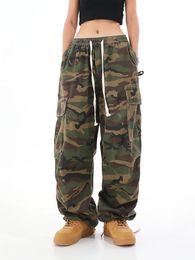 Women s Pants s Camouflage Women Cargo Grunge Elastic Waist Hip Hop Sweatpants Unisex Joggers Trousers Vintage Pockets Wide Leg 231027