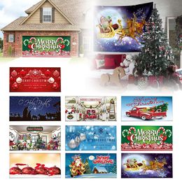 Christmas Decorations 480X210CM Merry Christmas Holiday Banner Decoration Outdoor Garage Door Cover Large Door Cover Santa Wall Banner 231027