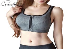 Plus Size Sports Bra Zipper Front Padded Push Up Shockproof Yoga Bra Gym Running Fitness Women Sports Top Vest 2XL5XL6746684