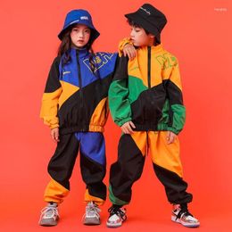 Stage Wear Children Hip Hop Clothing Dance Costumes For Girls Boys Jazz Ballroom Dancing Clothes Kids Dancewear Outfits Coat Pants