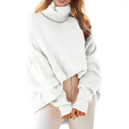 Women's Sweaters Womens Oversized Sweatshirt Turtleneck Long Batwing Sleeve Top Autumn Winter Pullover Plus Size Clothing Ribbed Knit