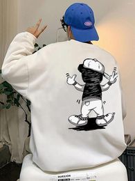 Men's Hoodies Cartoons Yeah Hat Boys Pattern For Male Autumn Fashion Sweatshirts Creative Fleece Clothes Casual All-Match Streetwear