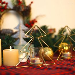 Portacandele Decorazioni natalizie Albero Tazza vuota in vetro con supporto per vassoio in metallo