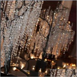 Party Decoration 30M/99Ft/Roll Decor 14Mm Acrylic Octagonal Beaded Clear Crystal Garland Strands For Wedding Chandelier Del Homefavor Dhimu