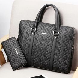 Laptop Bags Genuine Leather Men Executive Briefcase Large Capacity Zipper Handbag Office Shoulder Messenger Bag Business Male 231027