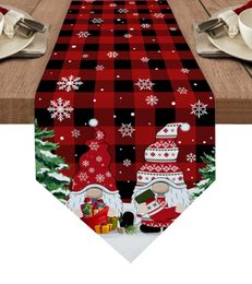 Table Runner Snowflake Merry Christmas Red And Black Plaid Table Runner Desktop Tablecloth Decorations For Home Xmas Year Ornaments 231027
