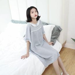 Women's Sleepwear O-neck Women Summer Nightgown Half Sleeve Lace Sleepshirt Loose Casual Nightwear Fashion Sweet Nightie Sleepdress Lounge