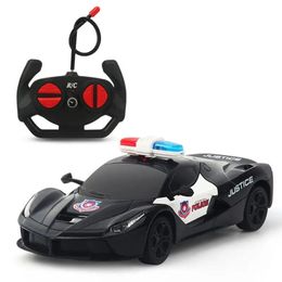 Electric RC Car 1 24 RC Electric Cop Toys With LED Light Remote Control Racing Vehicle Model Gift For Kids 231027