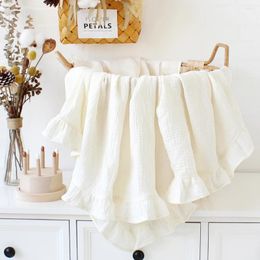 Blankets Crinkle Cotton Swaddle Blanket Baby Stuff Muslin Ruffle Gauze Born Essentials Plain Colour Bebes Wrap