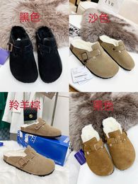 Leisure Slippers Sandali Outdoor Luxury shoes womens mens leather slides casual loose classic style couples decorated buckle small ball size 35-41