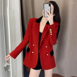 Women's Suits Spring Autumn Suit Jacket Elegant Chic Orange-red Ladies Long Sleeve Blazers Casual Women Coat 2023 Fashion Tops