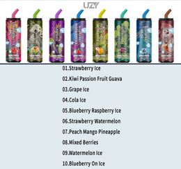 Original UZY BAR 8000 Puff 8000 Puffs 8K Disposable E-cigarettes Features Mesh Coil 1.2ohm 14ml Disposables Vapes Pen 0/2/3/5% Rechargeable 1100 mAh VS Kulx