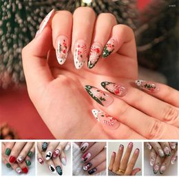 False Nails Christmas Nail Manicure Acrylic Artificial Man Press Full On Decor Snowflake Cover Gingerbread V5V8