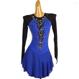 Stage Wear Figure Skating Dress Women Girl Ice Gymnastics Costume Custom Blue Crystal Rhinestone B187