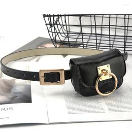 Waist Bags Women Mini PU Leather Fanny Pack Casual Black Solid Bag Girls Female Simple Travel Purse With Removable Belt
