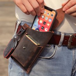 Waist Bags sbirds Arrivals Genuine Leather Phone Bag Tactical Pack Pouch Outdoor Sports For Men Male 231027