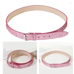 Belts Adjustable Pin Buckle Waist Belt Pink Colour Full Sequins For Jeans Skirt DXAA