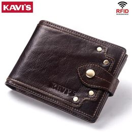 Wallets KAVIS 100% Genuine Leather Wallet Men Male Coin Purse Portomonee Clamp For Money Short Pocket Card Holder Hasp Quality But268b
