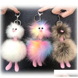 Orders Colorf Fur Ball Keychain Party Favor Cute Plush Ostrich Ornaments Animal Shape Backpack Car Drop Delivery Dhhle