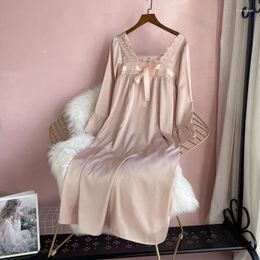 Women's Sleepwear Sweet Princess Dress Women Sexy Square Collar Nightdress Flare Sleeve Sleepshirts Summer Spring Underwear Bow Home