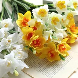 Decorative Flowers Simulation Flower Single Branch Daffodil Nordic Small Fresh Indoor Table Decoration Silk Material Pastoral Natural Style