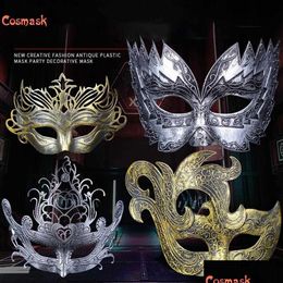 Party Masks Cosmask Halloween Party Mask Venice Cut Carving Retro Rome Masquerade Venetian Costumes Carnival Sawtooth Drop Delivery Ho Dhsjk