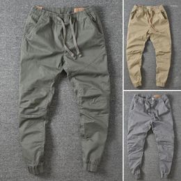 Men's Pants Jeans/Pants High Waist Cargo Solid Colour Drawstring Casual Vintage Cropped Trousers Social Clothing For Daily Wear