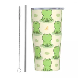 Tumblers Kawaii Frog Tumbler Vacuum Insulated Frogs Animal Thermal Cup Stainless Steel Office Home Mugs Water Bottle 20oz