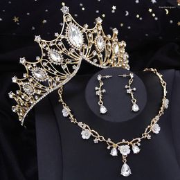 Necklace Earrings Set Eyes Crystal Bridal For Women Tiara Sets Prom Wedding Crown Bride Jewellery Costume Accessories