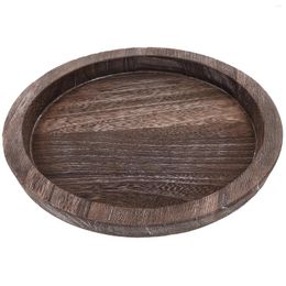 Candle Holders Rustic Wooden Holder Tray Round Pillar Plate Farmhouse Table Centrepiece Decoration Size ( Light Brown )