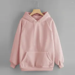 Women's Hoodies Casual Pullover Sweatshirts Solid Colour Hoodie Loose Y2k Tops Korean Style Women Long Sleeve Dailywear Moletom