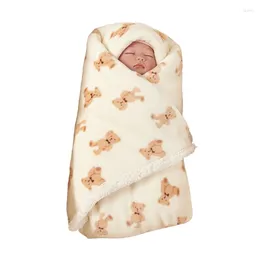 Blankets 75x100cm Cartoon Born Blanket Thickened Flannel Fleece Swaddles Wrap Warm Quilts For Baby In Cooler Months 066B