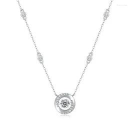 Chains Pass Diamond Test 0.5ct Moissanite Pendant Woman 925 Sterling Silver Necklace Girlfriend Birthday Party Dinner Fine Jewelry