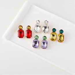 Stud Earrings Exaggerated Simple Gold Colour Geometric Yellow Crystal Clear Glass For Women Fashion Jewellery Wholesale