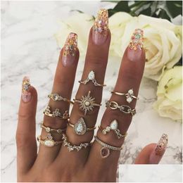 Star Ring Set Rings For Women Bohemian Jewellery Sets Anillo Bague Couple Pentagram Drop Delivery Dhgarden Otf4Z