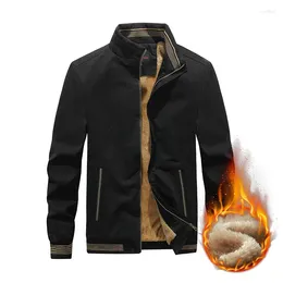 Men's Jackets BROWON Brand Coat Men Winter Fleece Warm Casual Stand Collar For 2023 Fashion Cotton Washed Jacket Clothing